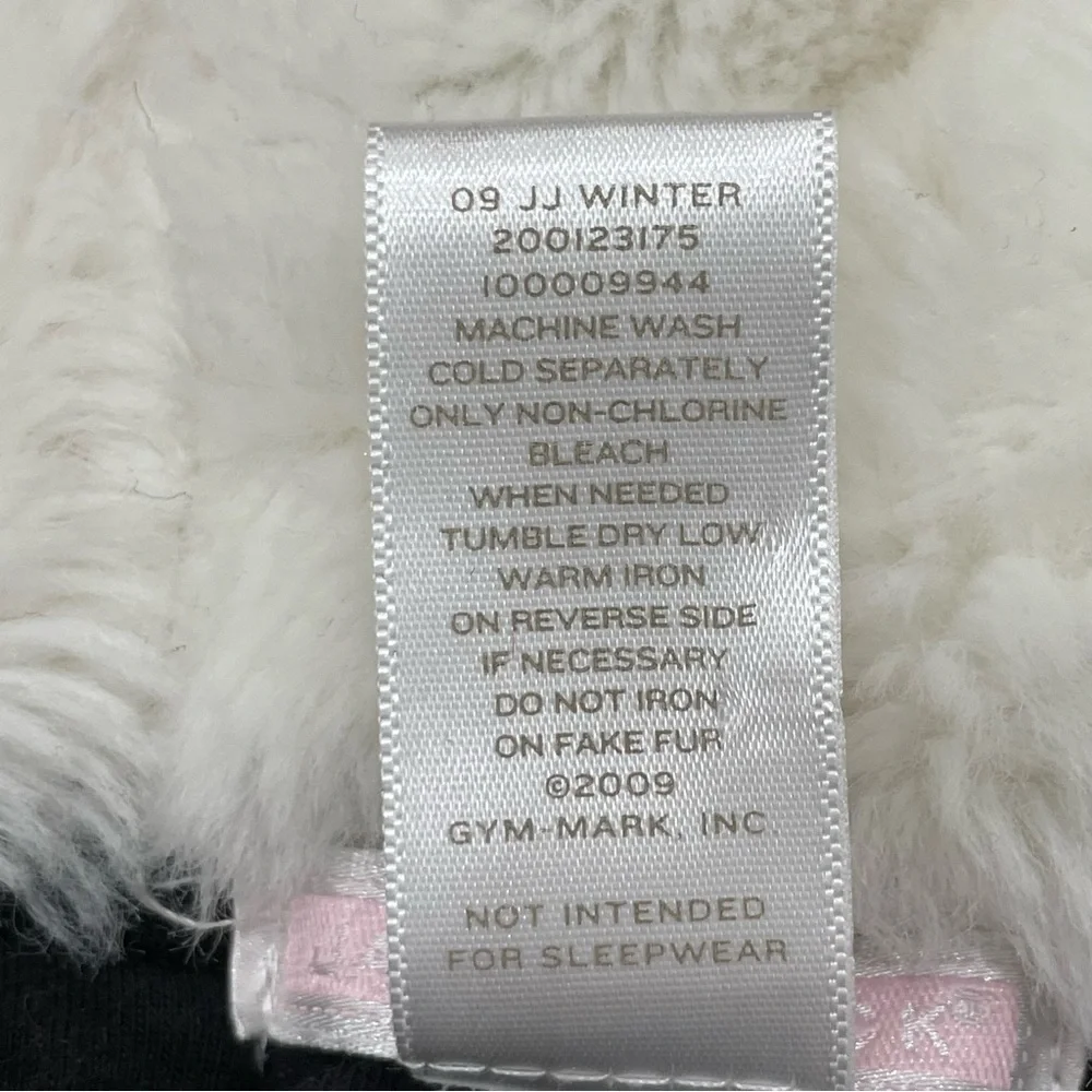Janie and Jack Girls 2T Velour Jacket Black White Full Zip FauxFur Plushy Hood
